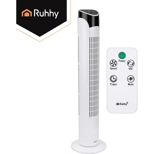 Ruhhy Kolomventilator wit 83 cm met timer, LED-display, oscillatie en 3 standen