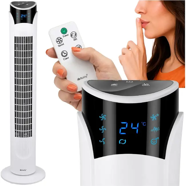 Ruhhy Kolomventilator wit 83 cm met timer, LED-display, oscillatie en 3 standen