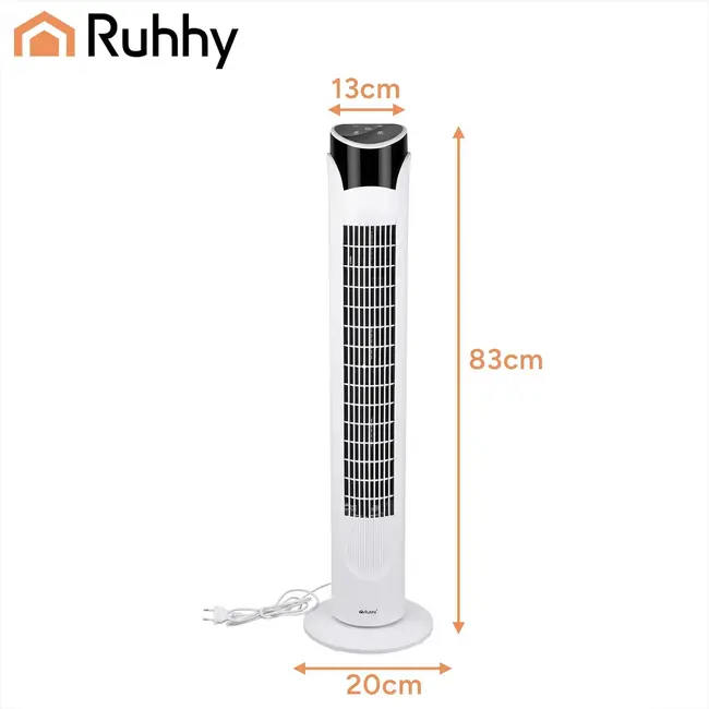 Ruhhy Kolomventilator wit 83 cm met timer, LED-display, oscillatie en 3 standen