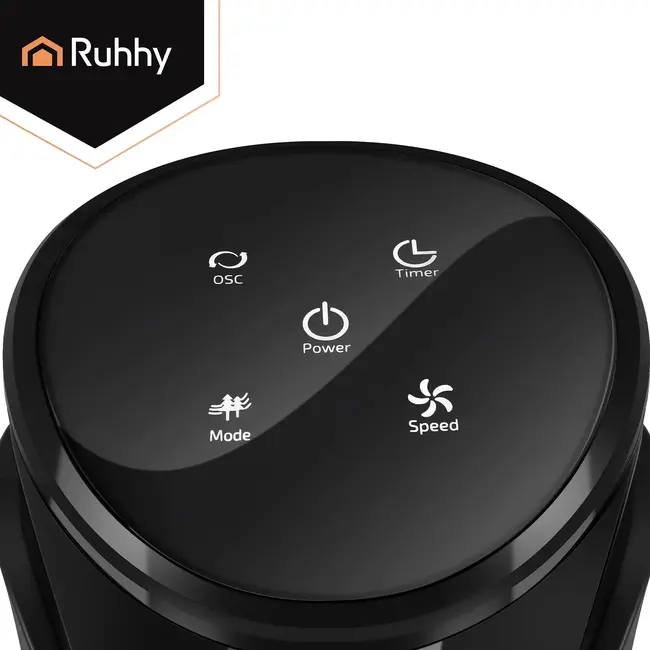 Ruhhy Kolomventilator zwart 83 cm met timer, LED-display en 70° oscillatie