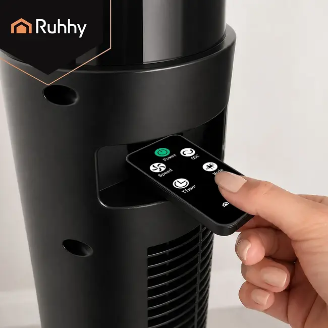 Ruhhy Kolomventilator zwart 83 cm met timer, LED-display en 70° oscillatie