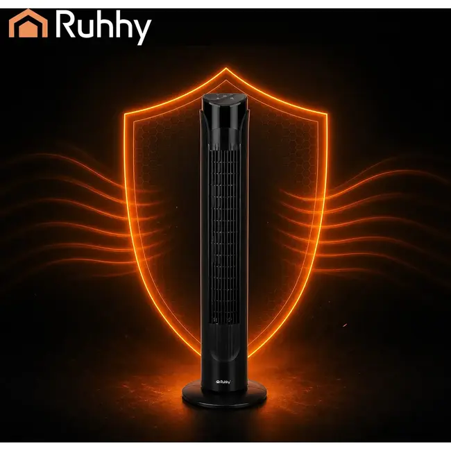 Ruhhy Kolomventilator zwart 83 cm met timer, LED-display en 70° oscillatie
