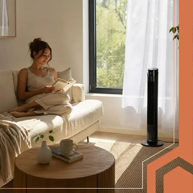 Ruhhy Kolomventilator zwart 83 cm met timer, LED-display en 70° oscillatie