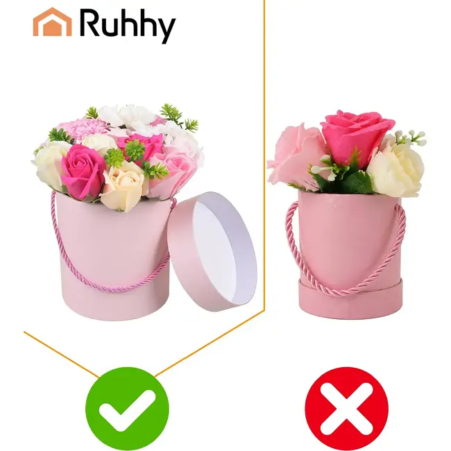 Ruhhy Flower box decoratie 23 cm in elegante ronde cadeau box voor binnen
