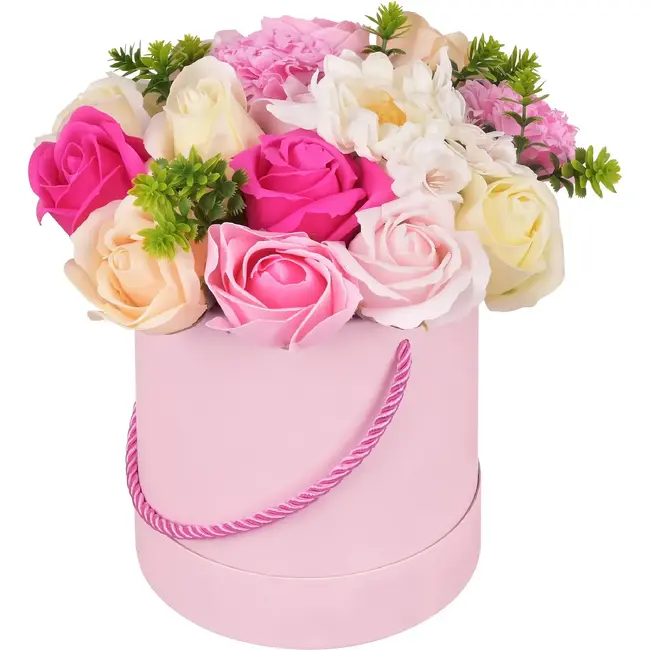 Ruhhy Flower box decoratie 23 cm in elegante ronde cadeau box voor binnen