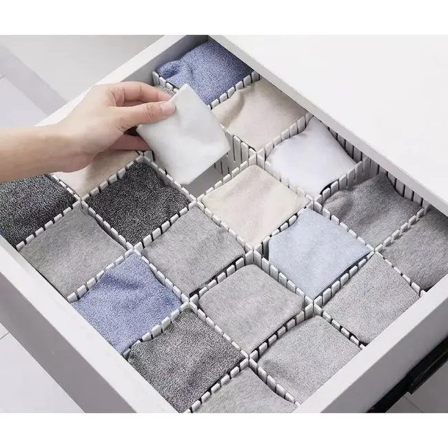 Ruhhy Lade organizer 4 stuks beige verstelbaar en knipbaar voor keuken, kast, kantoor en lade