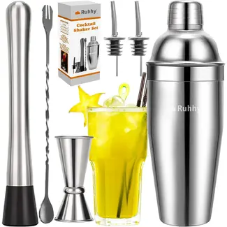 Ruhhy Cocktail shaker set 6-delig met 700 ml shaker, muddler, barmaatje en schenktuiten
