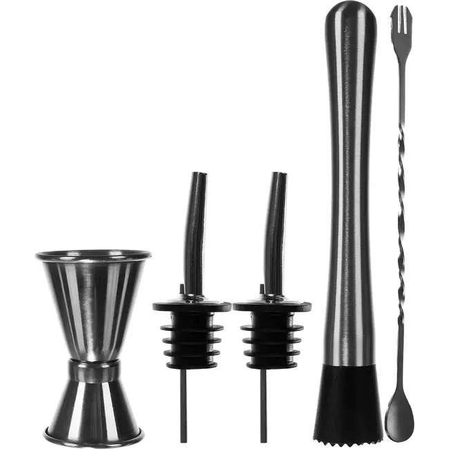 Ruhhy Cocktail shaker set 6-delig met 700 ml shaker, muddler, barmaatje en schenktuiten