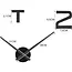Ruhhy Zwarte DIY 3D wandklok 60-130 cm met stil mechanisme en spiegelend loft effect