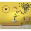 Ruhhy Zwarte DIY 3D wandklok 60-130 cm met stil mechanisme en spiegelend loft effect