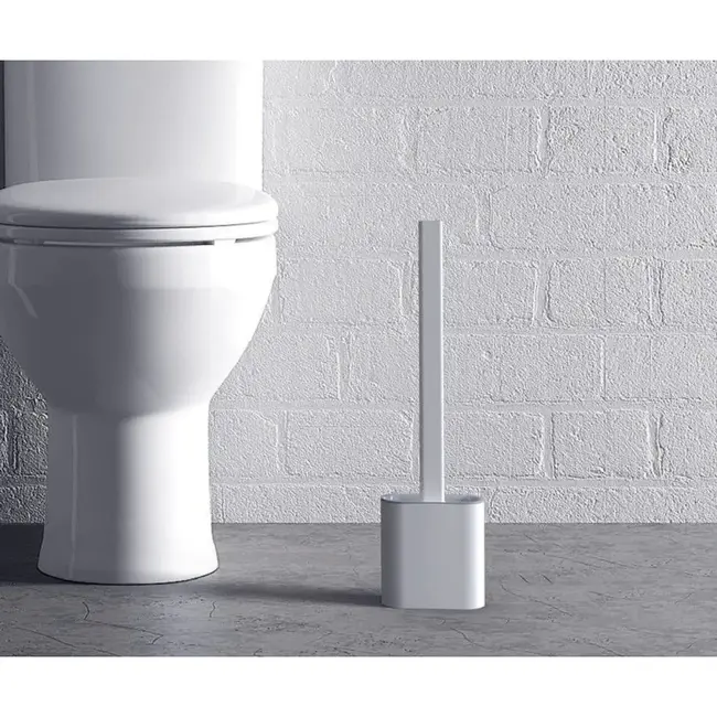 Ruhhy Siliconen toiletborstel wit grijs met geventileerde houder en wandmontage