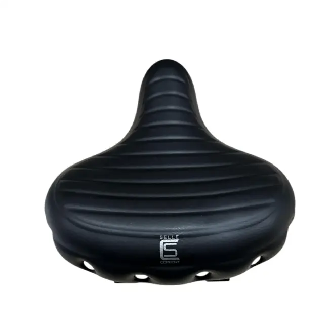 Selle Comfortabel fietszadel - waterdicht - lichtgewicht - geribbeld zwart - 270 mm x 240 mm