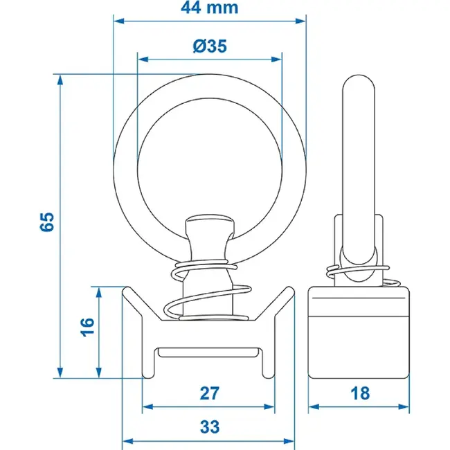 ProPlus Stud fitting voor bindrail - enkel metaal - 65 x 44 x 18 mm - 1250 kg