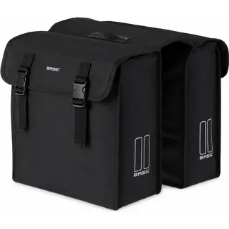 Basil Dubbele fietstas - 35L - waterafstotend polyester - reflecterende details - zwart