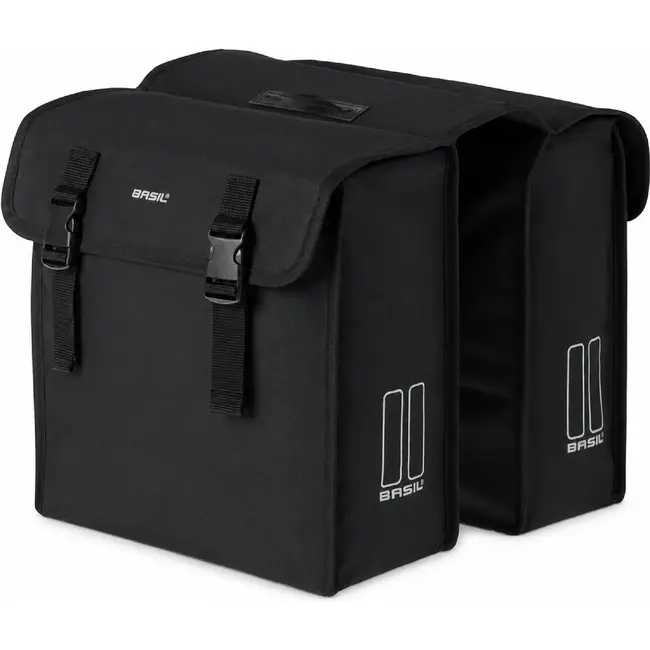 Basil Dubbele fietstas - 35L - waterafstotend polyester - reflecterende details - zwart