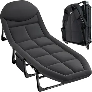 Trizand opvouwbaar veldbed met matras – verstelbare rugleuning, draagvermogen 150 kg, voor camping of thuis