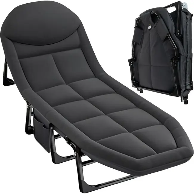 Trizand opvouwbaar veldbed met matras – verstelbare rugleuning, draagvermogen 150 kg, voor camping of thuis