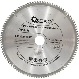 GEKO Zaagblad - Carbide Tip - 250 mm - 100 Tanden - Inclusief Reductiering