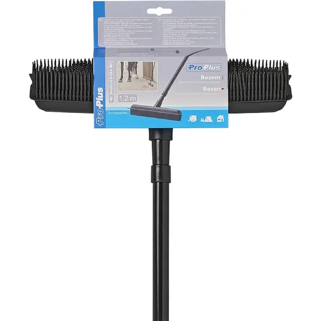ProPlus Rubberen bezem - telescopische steel - 68-120 cm - multifunctioneel - lichtgewicht