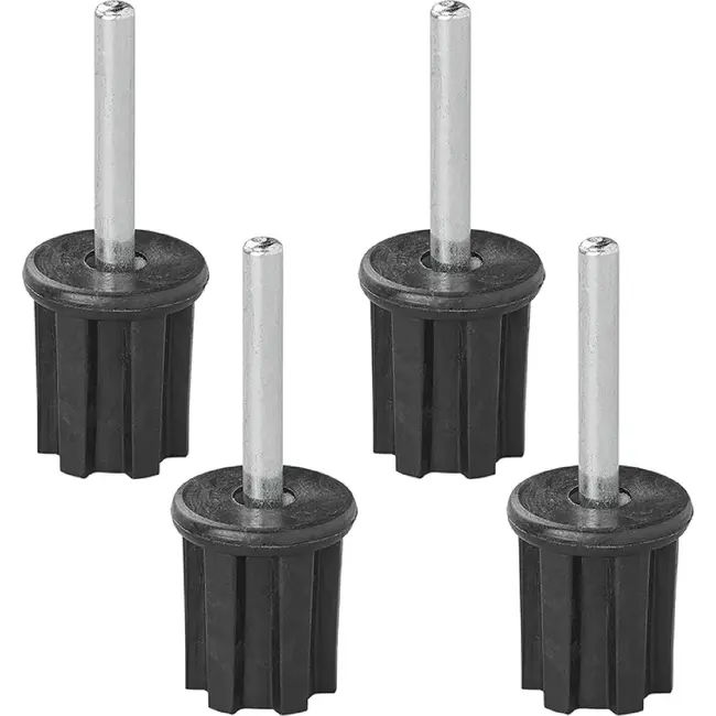 ProPlus Tentstokdop - boventop met pin - Ø 25 mm - set van 4 stuks - zwart/zilver