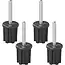 ProPlus Tentstokdop - boventop met pin - Ø 25 mm - set van 4 stuks - zwart/zilver