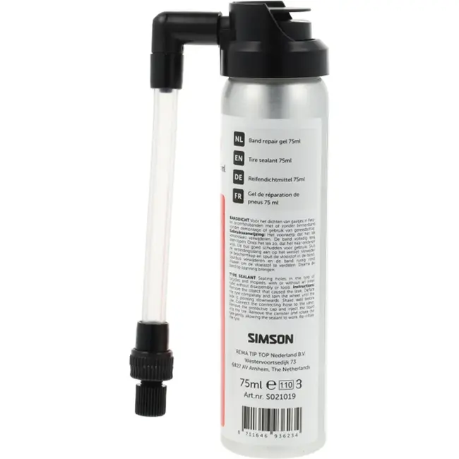 Simson Band dicht spray 75 ml voor snelle reparatie van lekke fietsband onderweg zonder demontage