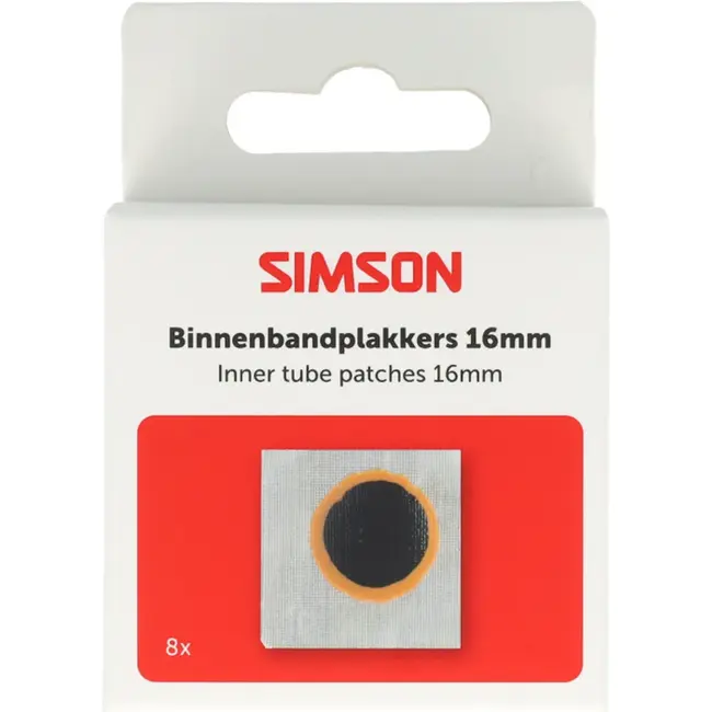 Simson Binnenbandpleisters 16 mm voor lekke fietsbanden, handig voor thuis en in de werkplaats