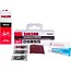 Simson Tubeless reparatiedoos rood met pleisters, blauwe solutie en montagevloeistof voor fietsbanden