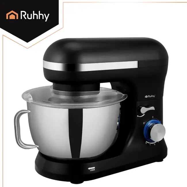 Ruhhy Planetaire keukenmachine 4,5 L zwart met 8 snelheden, PULSE en accessoires