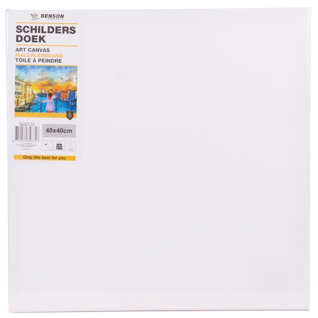 Benson Schildersdoek - Doekraam - Dubbel gesso - 40 x 40 cm - Katoen - Houten spieraam