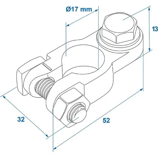 ProPlus Accupoolklemmen set - messing en staal - M8 bout - dIN accupolen - 16 mm diameter