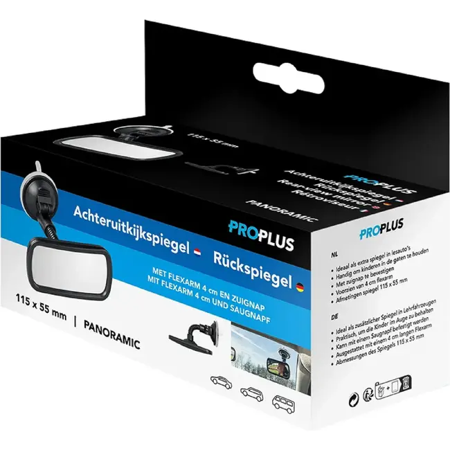 ProPlus Panorama achteruitkijkspiegel - flexarm 4 cm - breed zicht - eenvoudige montage