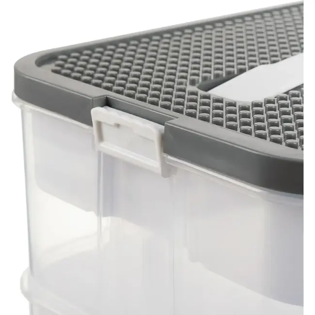 Kruzzel opbergbox 5 lagen 35 liter – transparante modulaire speelgoeddoos met verdelers en bouwplaatdeksel