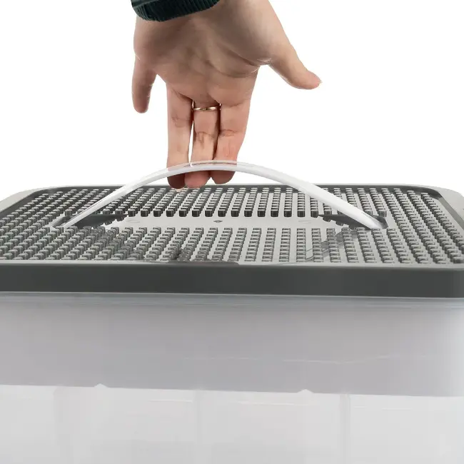 Kruzzel opbergbox 5 lagen 35 liter – transparante modulaire speelgoeddoos met verdelers en bouwplaatdeksel