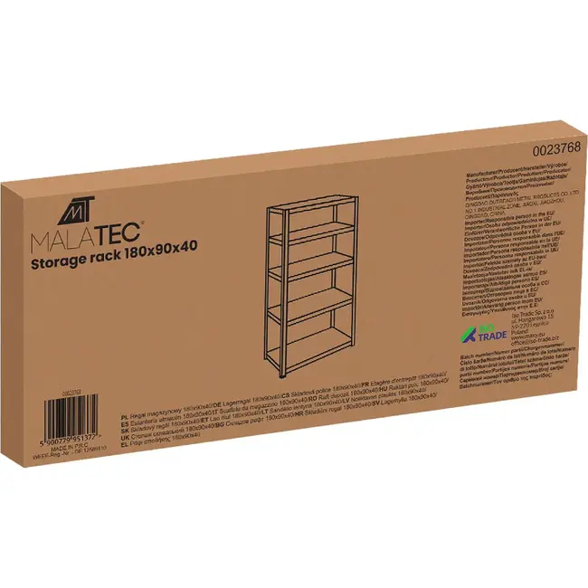 Malatec Magazijnstelling 180x90x40 - Sterk en Veelzijdig voor Elke Opslagbehoefte