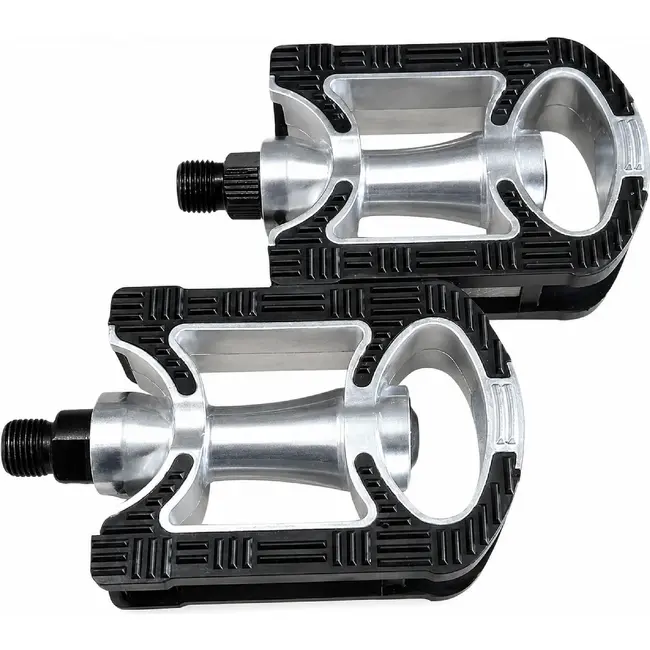 Falkx Alloy pedalen - anti-slip - zwart-zilver - aluminium - 9/16" - reflectoren