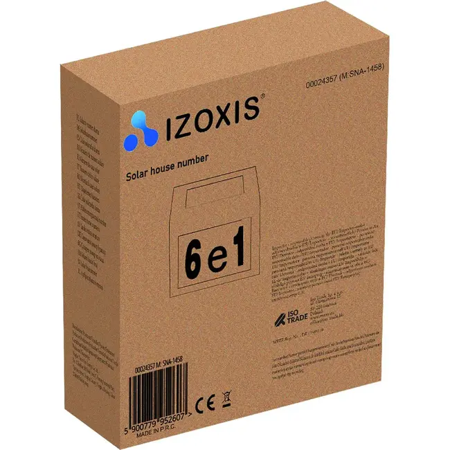 Izoxis Zilver huisnummer met schemersensor en zonnepaneel