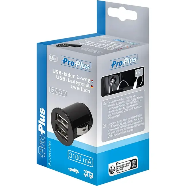 ProPlus Mini autolader - 2 USB poorten - 12/24V - 2100mA
