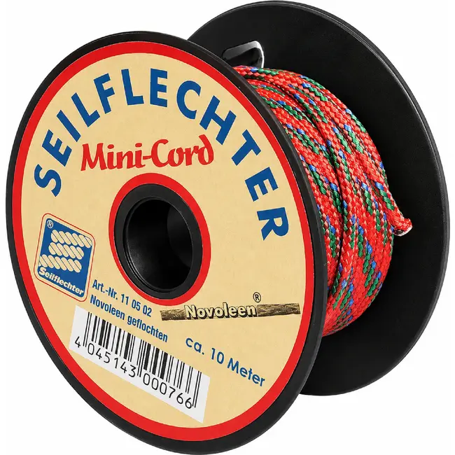 Seilflechter Mini koord - gevlochten novoleen - 2 mm - 10 meter - assorti kleuren - hoge trekkracht