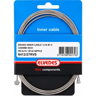 Elvedes Roestvrijstalen remkabel 2,35m - 1,5mm diameter - Inclusief 2 nippels - Geschikt voor Campagnolo en Shimano systemen