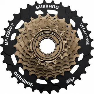 Shimano 7-speed schroefvrijloop - MEGA RANGE 14-34T - Zwart/Goud