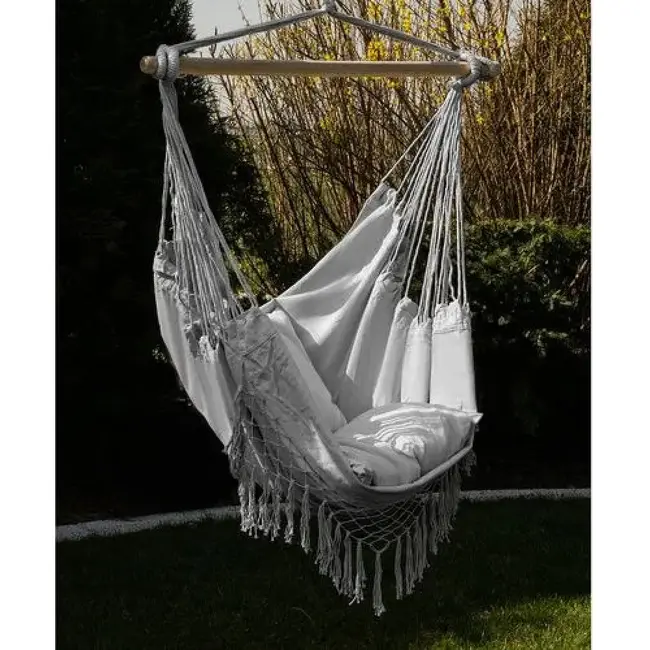 Ruhhy Grijze Braziliaanse hangstoel met kussens - perfect voor tuin