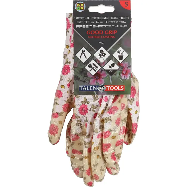 Talen Tools Tuinhandschoenen – Wit/Roze – Nitrilcoating – Maat S
