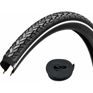 Beyond Complete fietsbandenset 28x1.60 zwart met reflectie, 1.1 mm anti-leklaag en autoventiel