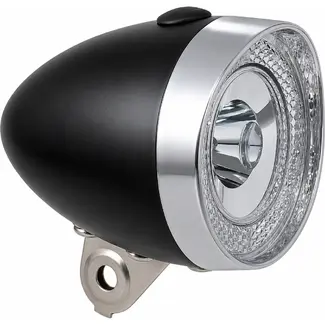 Union LED koplamp - Medium/High power - Zwart/Zilver - Voor fiets - Inclusief batterijen