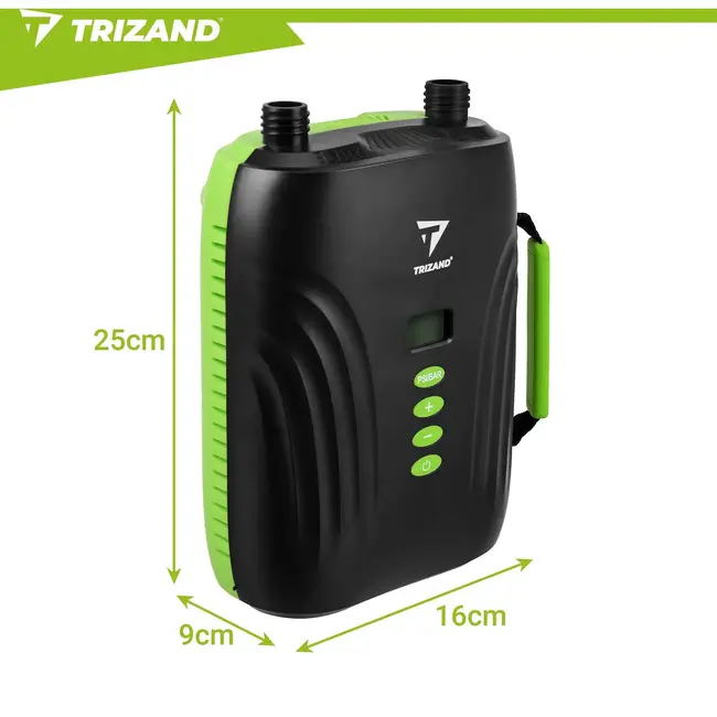 Trizand Elektrische SUP pomp 12 V zwart met 20 PSI, 6 opzetstukken, 70 cm slang en 240 cm kabel voor SUP en kajak