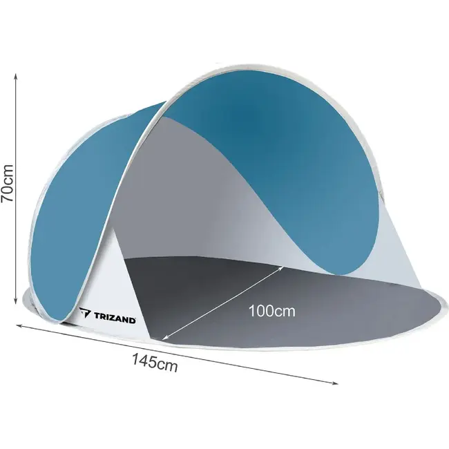 Trizand Namiot Compacte Strandtent 145x100x70cm - Turkoois-Grijs - Licht en Makkelijk