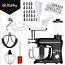 Ruhhy 3-in-1 planetaire keukenmachine 6,2 l zwart met glazen blender 1,5 l, vleesmolen, 6 snelheden, Pulse en accessoires