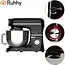 Ruhhy 3-in-1 planetaire keukenmachine 6,2 l zwart met glazen blender 1,5 l, vleesmolen, 6 snelheden, Pulse en accessoires