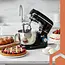 Ruhhy 3-in-1 planetaire keukenmachine 6,2 l zwart met glazen blender 1,5 l, vleesmolen, 6 snelheden, Pulse en accessoires